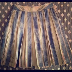 Mauve blue and cream striped pleated skirt